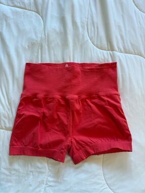 High-Waist *Orange* Ribbed Women’s Shorts